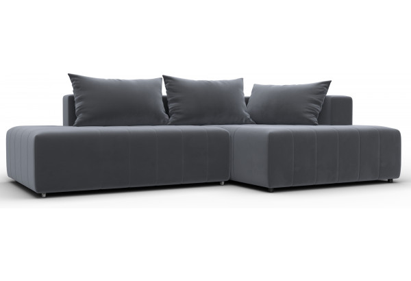 Диван угловой Лига-103 НПБ угол правый SEVEN 17 серый (Велюр) - главное фото