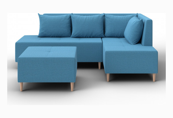 Диван угловой модульный с пуфом Лига-126 угол правый Амур 10 голубой (Рогожка) - главное фото