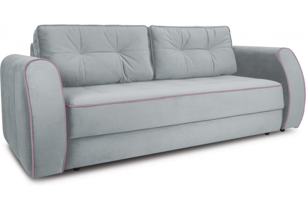 Диван «Хьюго» (Fenix Silver (микровелюр) Светло - серый кант Fenix Lilac (микровелюр) Лиловый) - главное фото