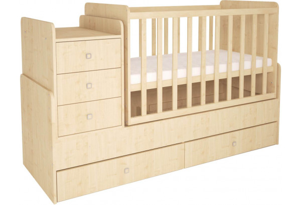 Кроватка-трансформер детская "Polini kids Simple 1100" с комодом - главное фото