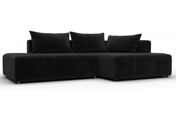 Диван угловой Лига-103 НПБ угол правый SEVEN 35 черный (Велюр) - главное фото