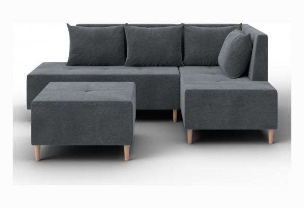 Диван угловой модульный с пуфом Лига-126 угол правый LAIM 23 светло-серый (Велюр) - главное фото