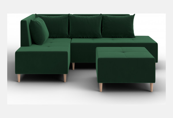 Диван угловой модульный с пуфом Лига-126 угол левый SEVEN 626 зеленый (Велюр) - главное фото