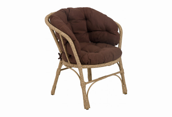 Кресло Багама из полиротанга, подушка коричневая - главное фото