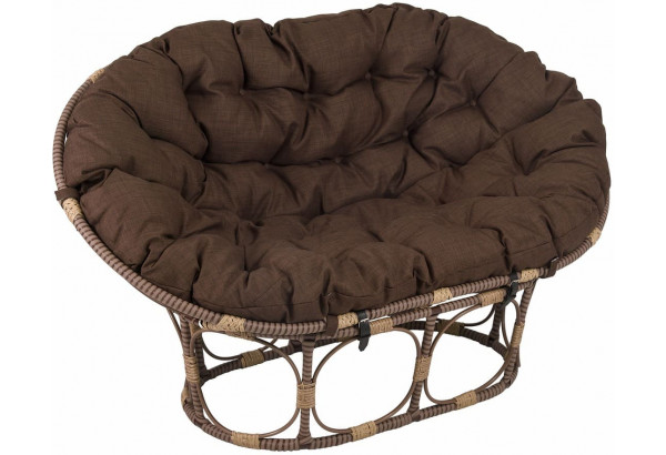 Диван из полиротанга Мамасан с коричневой подушкой - главное фото