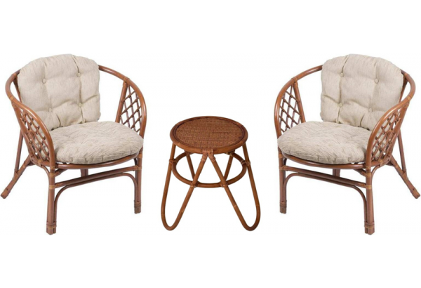 Кофейный комплект с креслами Багама (подушки светлые) - главное фото