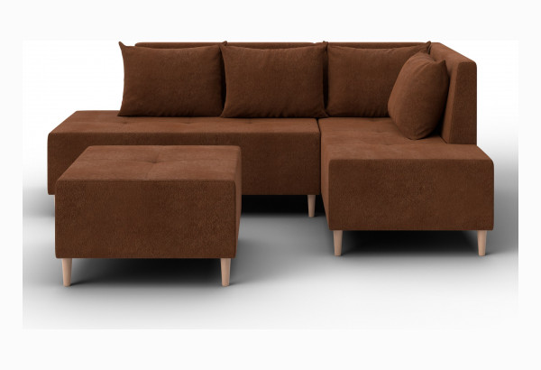 Диван угловой модульный с пуфом Лига-126 угол правый LAIM 14 терракотовый (Велюр) - главное фото