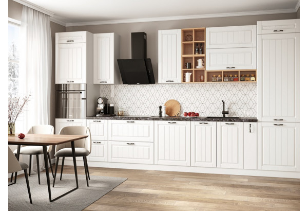 Модульная кухня "Империя" Белый эмалит МДФ Композиция № 1 - главное фото