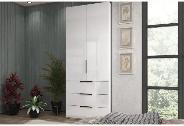 Шкаф 2-х дверный с полками и ящиками, 90 см Люкс - главное фото