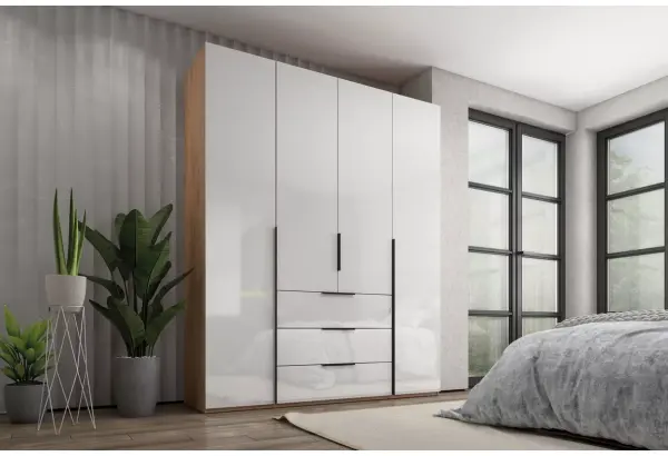 Шкаф 4-х дверный с полками и ящиками, 180 см Люкс - главное фото