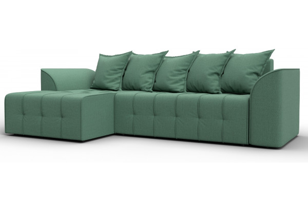 Диван угловой Лига-113 угол левый Амур 11 зеленый (Рогожка) - главное фото