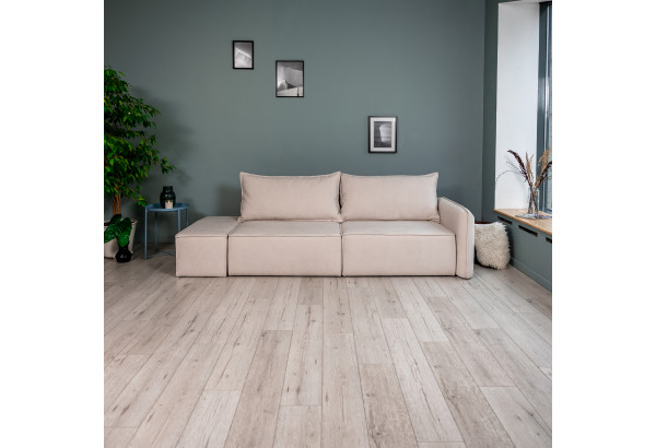 ПОРТЛЕНД Диван прямой с банкеткой светло-бежевый, букле - главное фото