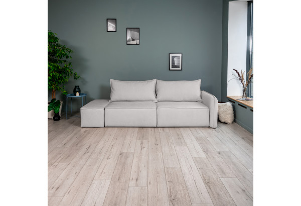 ПОРТЛЕНД Диван прямой с банкеткой светло-серый, букле - главное фото