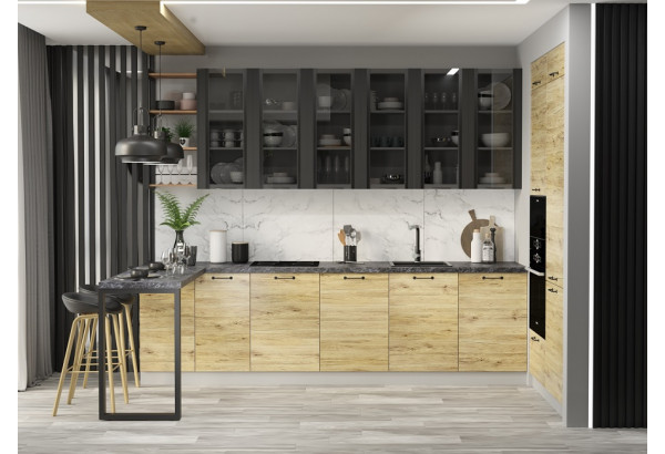 Модульная кухня "Лофт" Дуб цикорий МДФ - главное фото