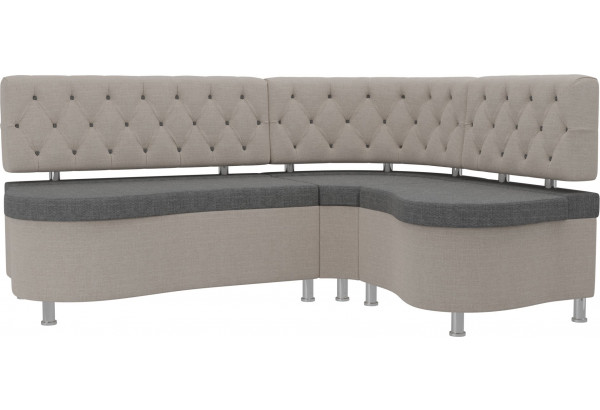 Кухонный угловой диван Вегас серый/бежевый (Рогожка) - главное фото