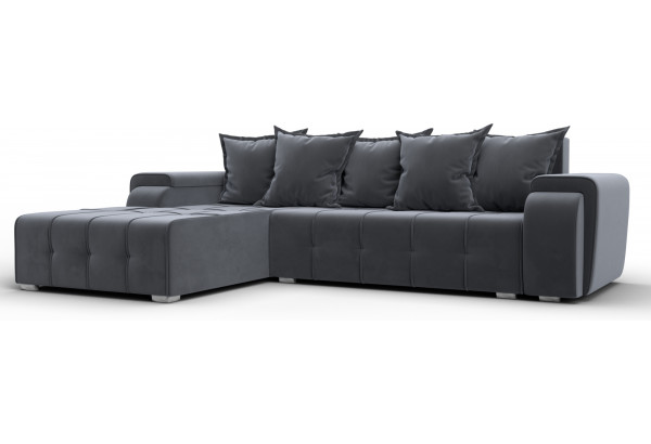 Диван угловой Лига-121 левый угол SEVEN 17 серый (Велюр) - главное фото