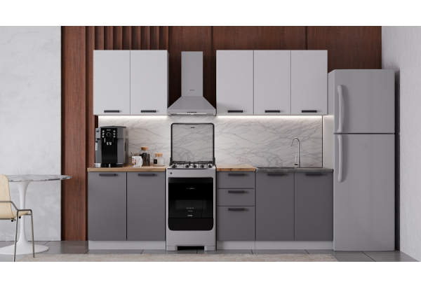 Модульная кухня "Фортуна" Белый / Графит МДФ 2 м - главное фото