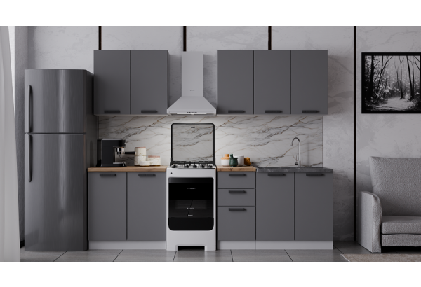 Модульная кухня "Фортуна" Графит МДФ 2 м - главное фото