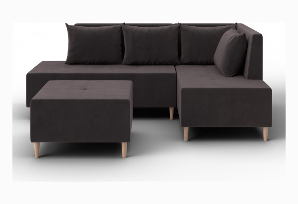 Диван угловой модульный с пуфом Лига-126 угол правый SEVEN 727 коричневый (Велюр) - главное фото