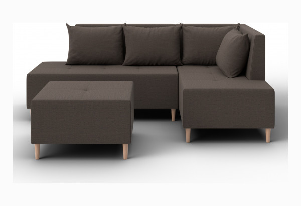 Диван угловой модульный с пуфом Лига-126 угол правый Амур 05 коричневый (Рогожка) - главное фото