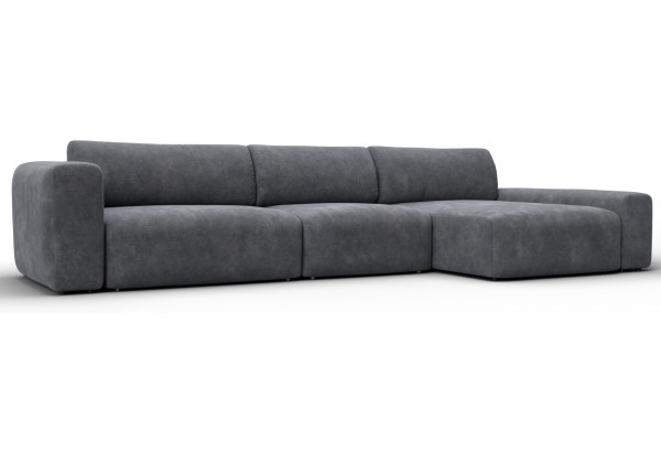 Диван угловой Лига-066 НПБ Лонг угол правый BRUT 16 темно-серый (Велюр) - главное фото