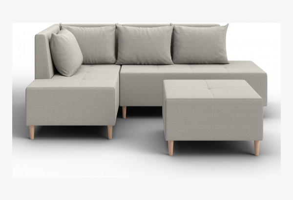 Диван угловой модульный с пуфом Лига-126 угол левый Амур 02 бежевый (Рогожка) - главное фото