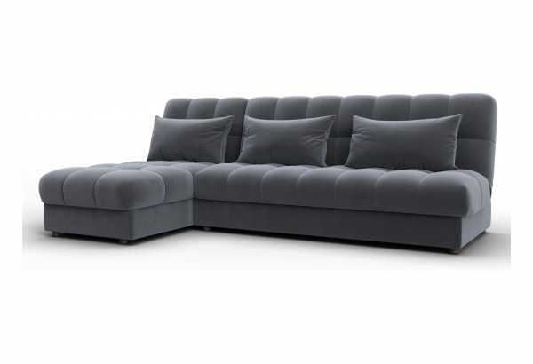 Диван угловой Лига-116 НПБ угол левый SEVEN 17 серый (Велюр) - главное фото
