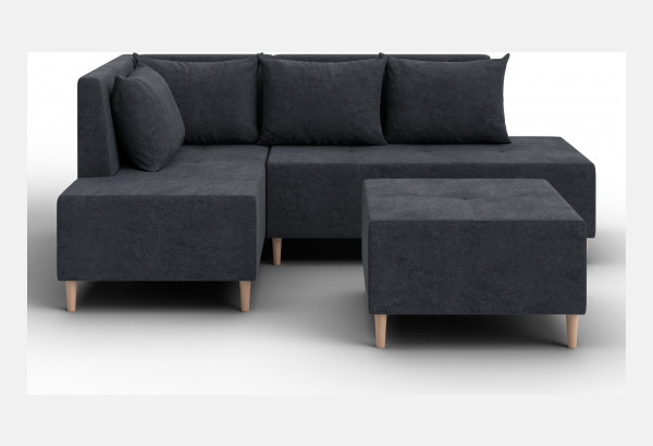 Диван угловой модульный с пуфом Лига-126 угол левый LAIM 26 темно-серый (Велюр) - главное фото