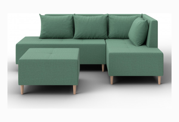 Диван угловой модульный с пуфом Лига-126 угол правый Амур 11 зеленый (Рогожка) - главное фото
