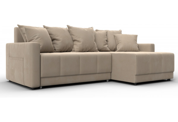 Диван угловой Лига-125 угол универсальный SEVEN 729 бежевый (Велюр) - главное фото