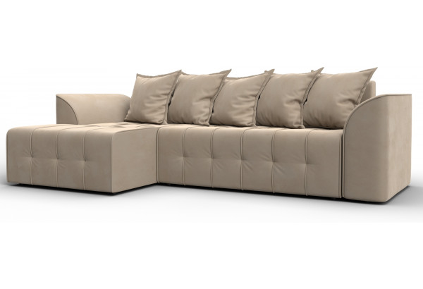 Диван угловой Лига-113 угол левый SEVEN 729 бежевый (Велюр) - главное фото