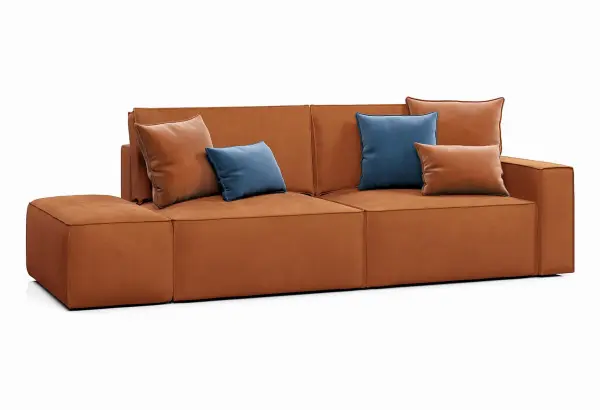 КОРСО Диван прямой с банкеткой, терракотовый - главное фото