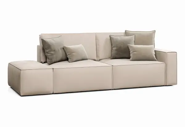 КОРСО Диван прямой с банкеткой, серо-бежевый - главное фото