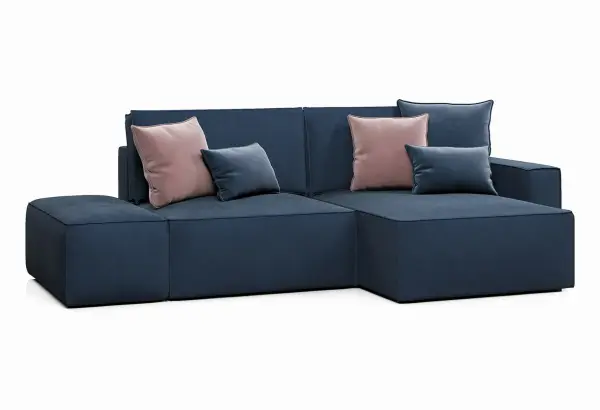 КОРСО Диван угловой с банкеткой, темно-синий - главное фото