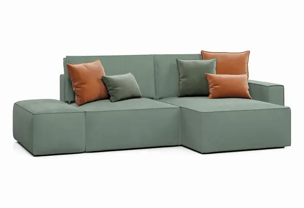 КОРСО Диван угловой с банкеткой, темно-зеленый - главное фото