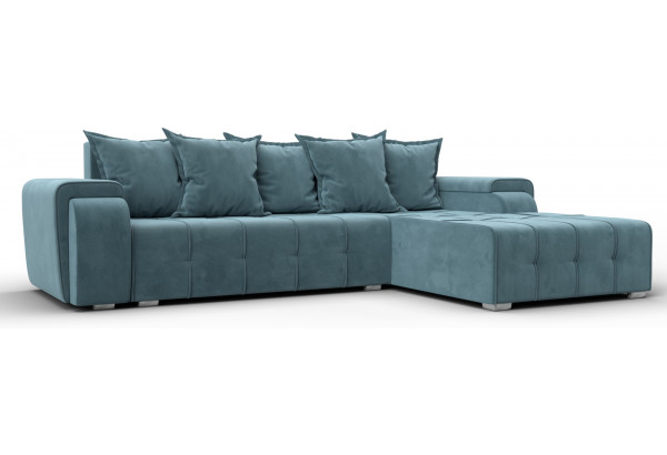 Диван угловой Лига-121 правый угол SEVEN 113 бирюзовый (Велюр) - главное фото