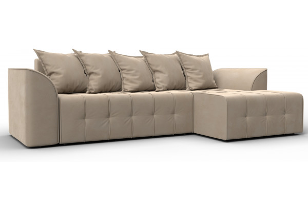 Диван угловой Лига-113 угол правый SEVEN 729 бежевый (Велюр) - главное фото