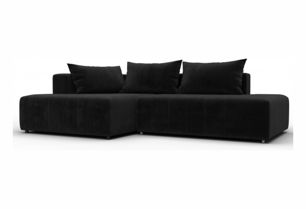 Диван угловой Лига-103 НПБ угол левый SEVEN 35 черный (Велюр) - главное фото