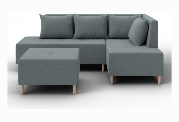 Диван угловой модульный с пуфом Лига-126 угол правый Амур 07 серый (Рогожка) - главное фото