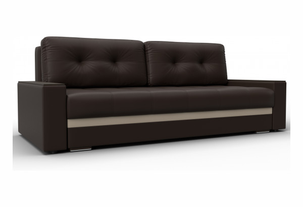 Диван прямой с декором Лига-096 НПБ Коричневый/Бежевый (Экокожа) - главное фото