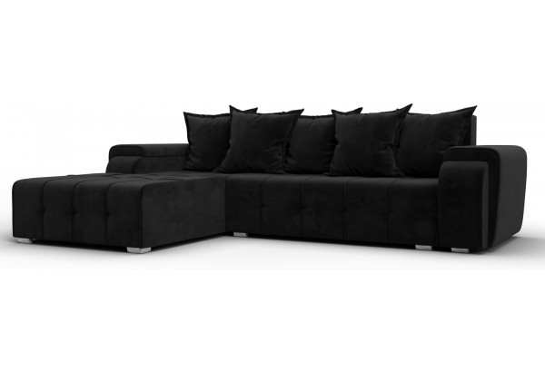 Диван угловой Лига-121 левый угол SEVEN 35 черный (Велюр) - главное фото