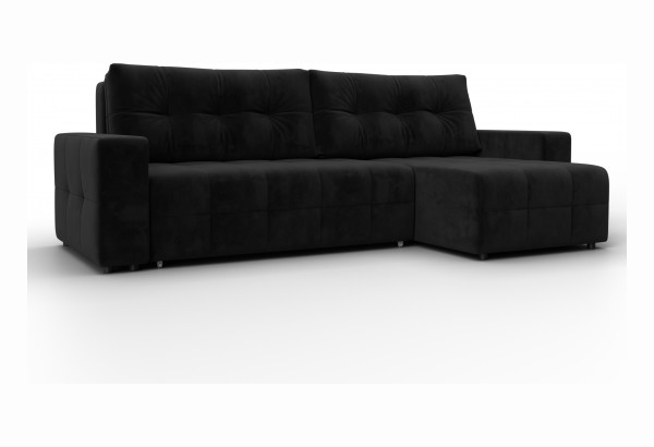 Диван угловой Лига-122 угол универсальный SEVEN 35 черный (Велюр) - главное фото