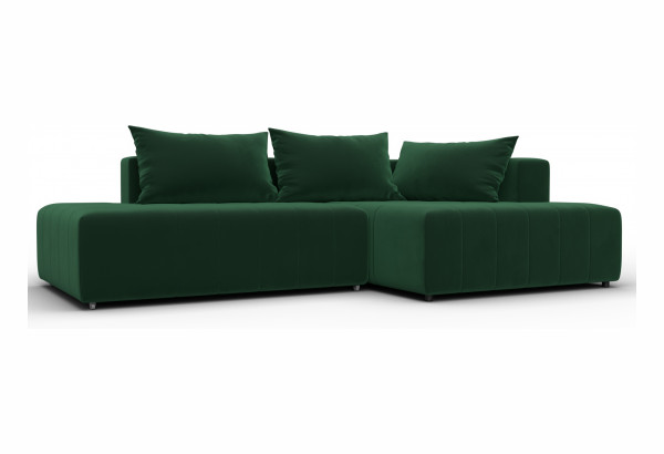 Диван угловой Лига-103 НПБ угол правый SEVEN 626 зеленый (Велюр) - главное фото