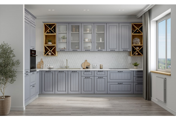 Модульная кухня "Империя" Серый эмалит МДФ Композиция № 3 - главное фото