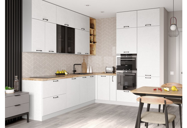 Модульная кухня "Лофт" Штукатурка белая МДФ - главное фото