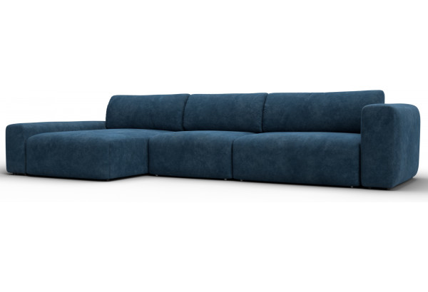 Диван угловой Лига-066 НПБ Лонг угол левый BRUT 11 синий (Велюр) - главное фото