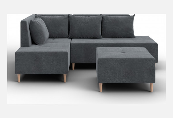 Диван угловой модульный с пуфом Лига-126 угол левый LAIM 23 светло-серый (Велюр) - главное фото