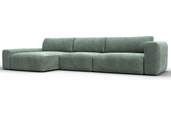 Диван угловой Лига-066 НПБ Лонг угол левый BRUT 08 зеленый (Велюр) - главное фото