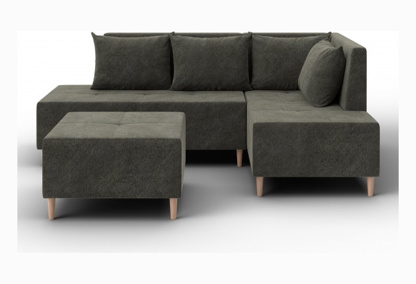 Диван угловой модульный с пуфом Лига-126 угол правый LAIM 10 темно-коричневый (Велюр) - главное фото