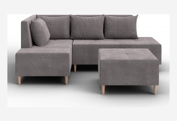 Диван угловой модульный с пуфом Лига-126 угол левый LAIM 04 бежевый (Велюр) - главное фото